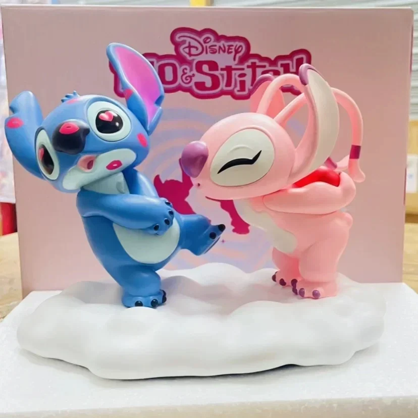 Genuine Disney Stitch Angel Couple Kissing Model Doll Desktop Display Figurine Ornaments Valentine\'s Day Toy Christmas Gift