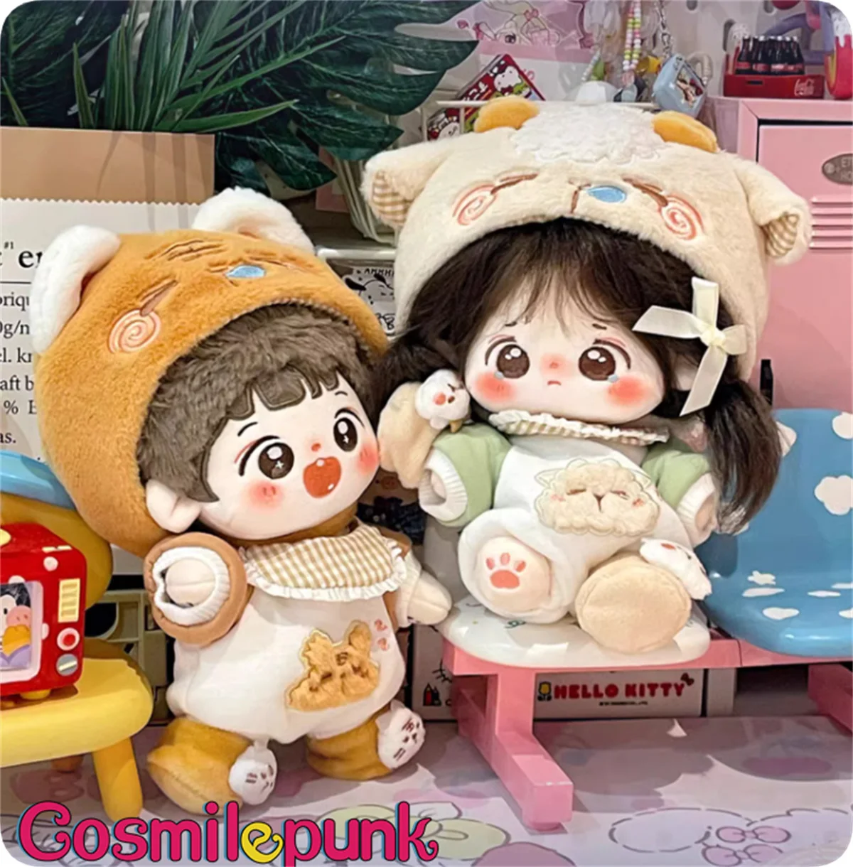 Anime Animal Jumpsuits Pajamas For Plush 20cm Doll Toy Sheep Tiger Headgear Shoes Home Dress Cosplay Clothes Cute Props Gift