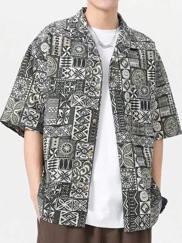 

Hawaiian ort Sve Casual irt Men's American Retro Summer Thin Sle Versatile irt Hong Kong Sle Trendy Outerwear