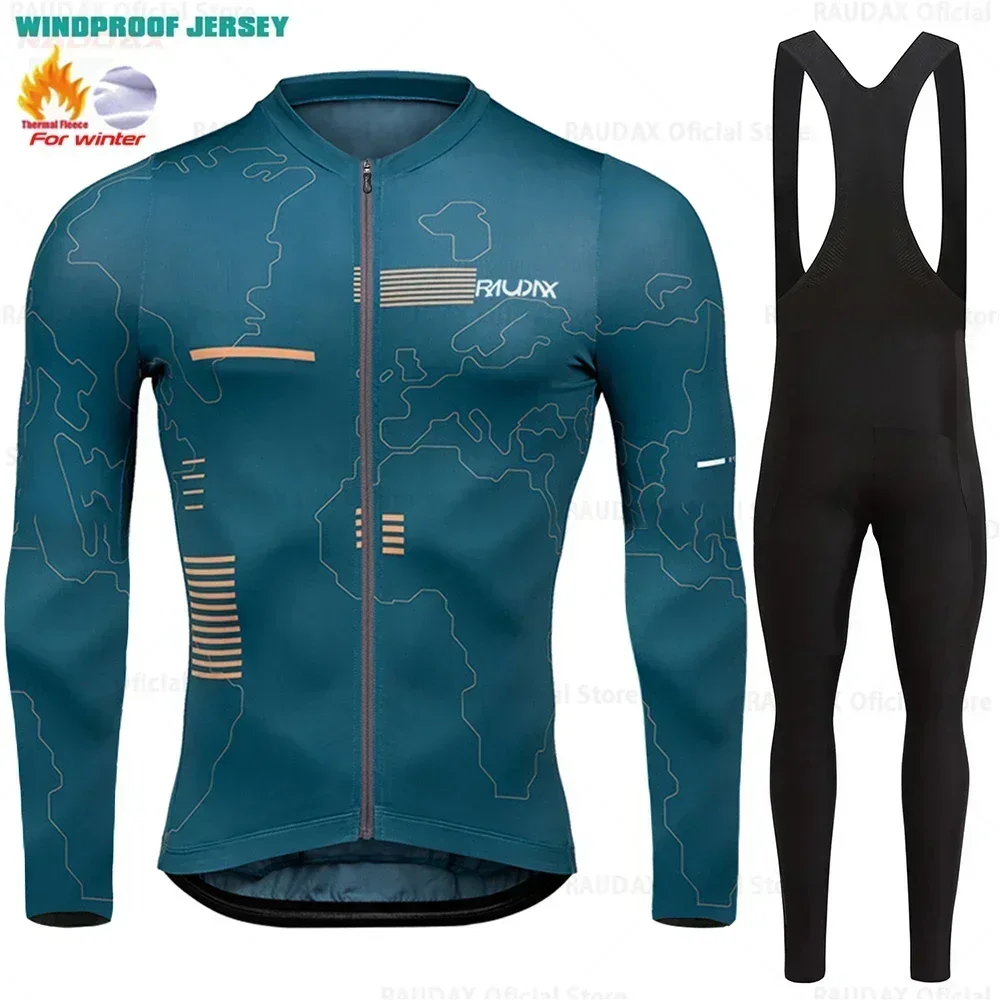 Gobikeful raphaful Team Thermal Fleece Clothing Sets for Men, Top Cycling Jersey, Sport Bike, MTB Riding, Warm Jackets, Winter