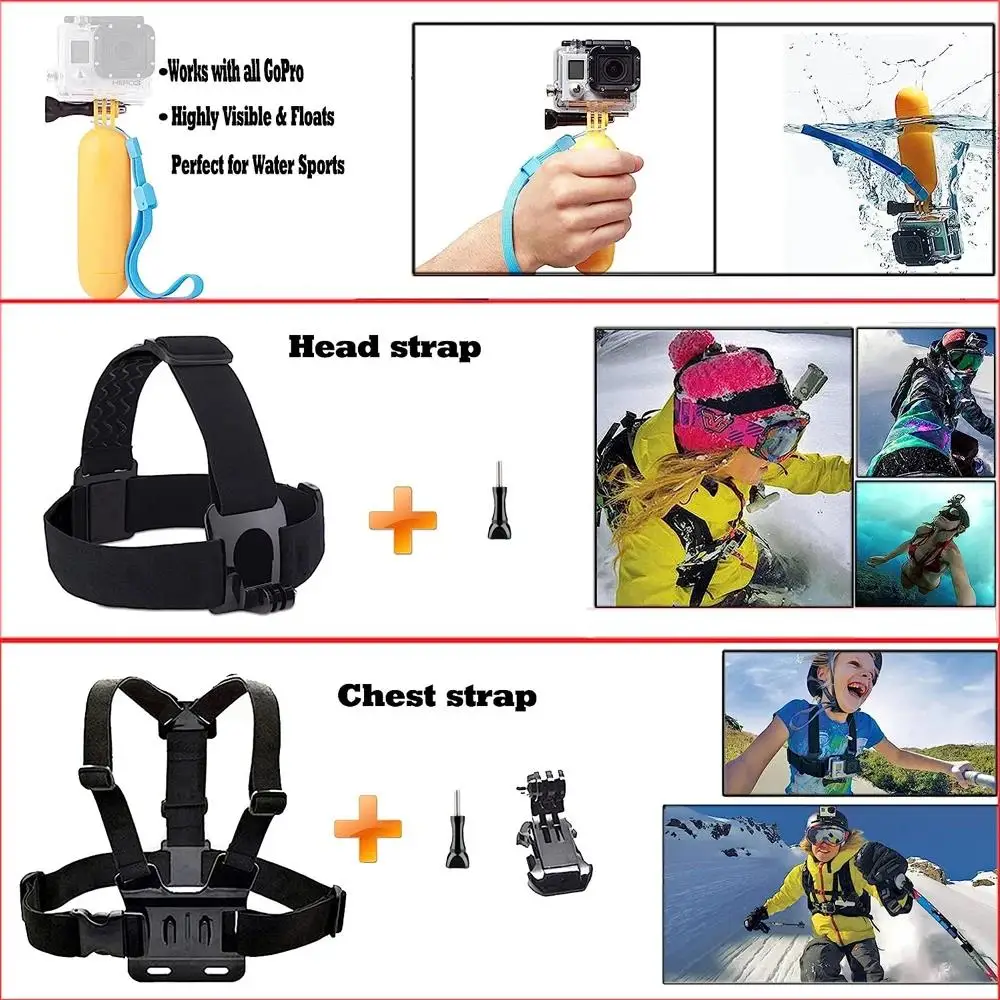 For GoPro Hero13 12 60 in 1 Action Camera Accessories Kit Mounting Accessories For GoPro 11 10 9 8 7 Max DJI Action AKASO SJCAM