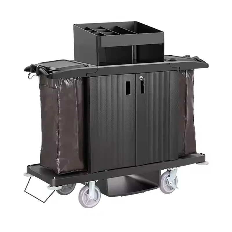 Carrello per cameriera commerciale per carichi pesanti per hotel di lusso 2025 per carrello per servizi di pulizia per attrezzature per la pulizia