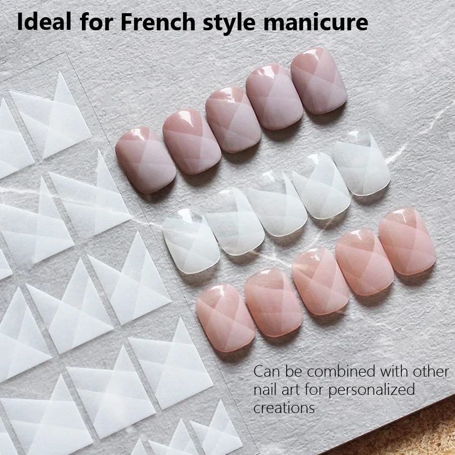 3 قطع من ملصقات الأظافر على الطراز الفرنسي المتدرج، ملصقات فنية للأظافر سهلة الاستخدام لتزيين الأظافر اللاصقة #4
