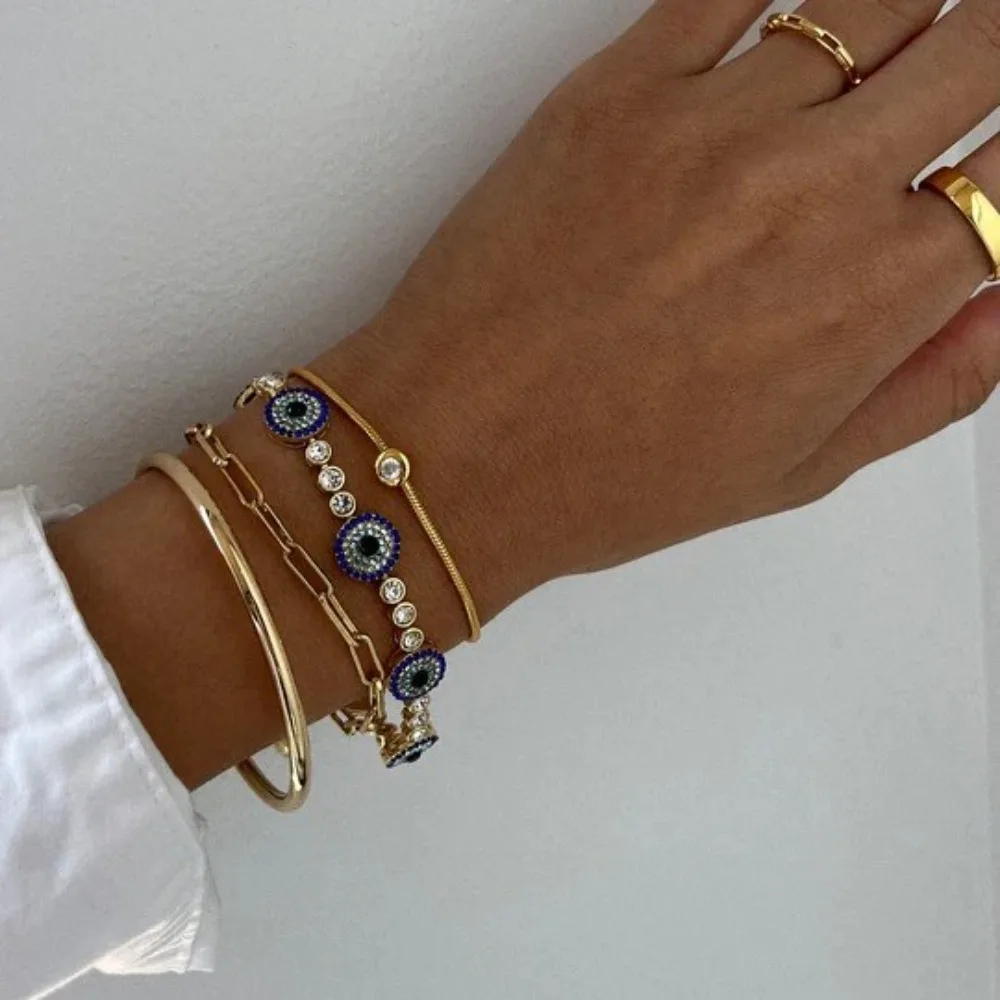 

Хит продаж: турецкий браслет с защитой от сглаза, покрытый 18-каратным золотом, для женщин, с цветными цирконами, роскошное элегантное украшение на запястье, подарок