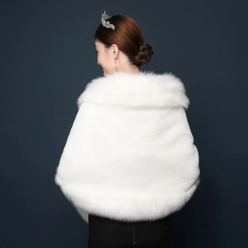 Faux Fur Cape Fall Winter Wedding Wraps Warm Bridal Accessories Long Women Formal Occasion Shrug Fashion Bolero Novia