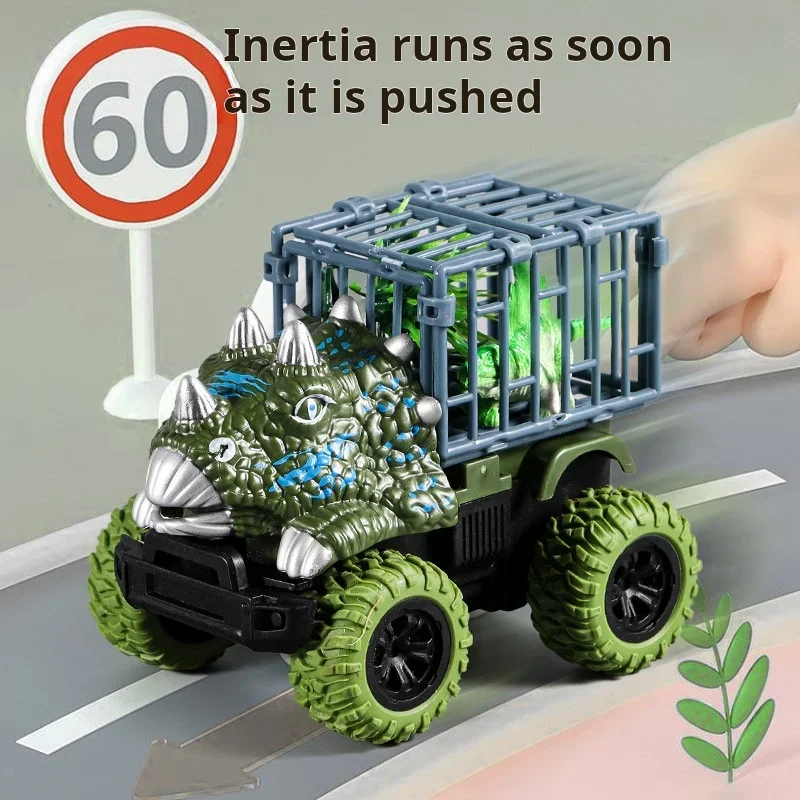 Inertia Dinosaur Truck Toys Car Transport Truck Toys with Dino Figures for Boy Toddlers T-Rex Dinosaur Games Monster Truck Kid