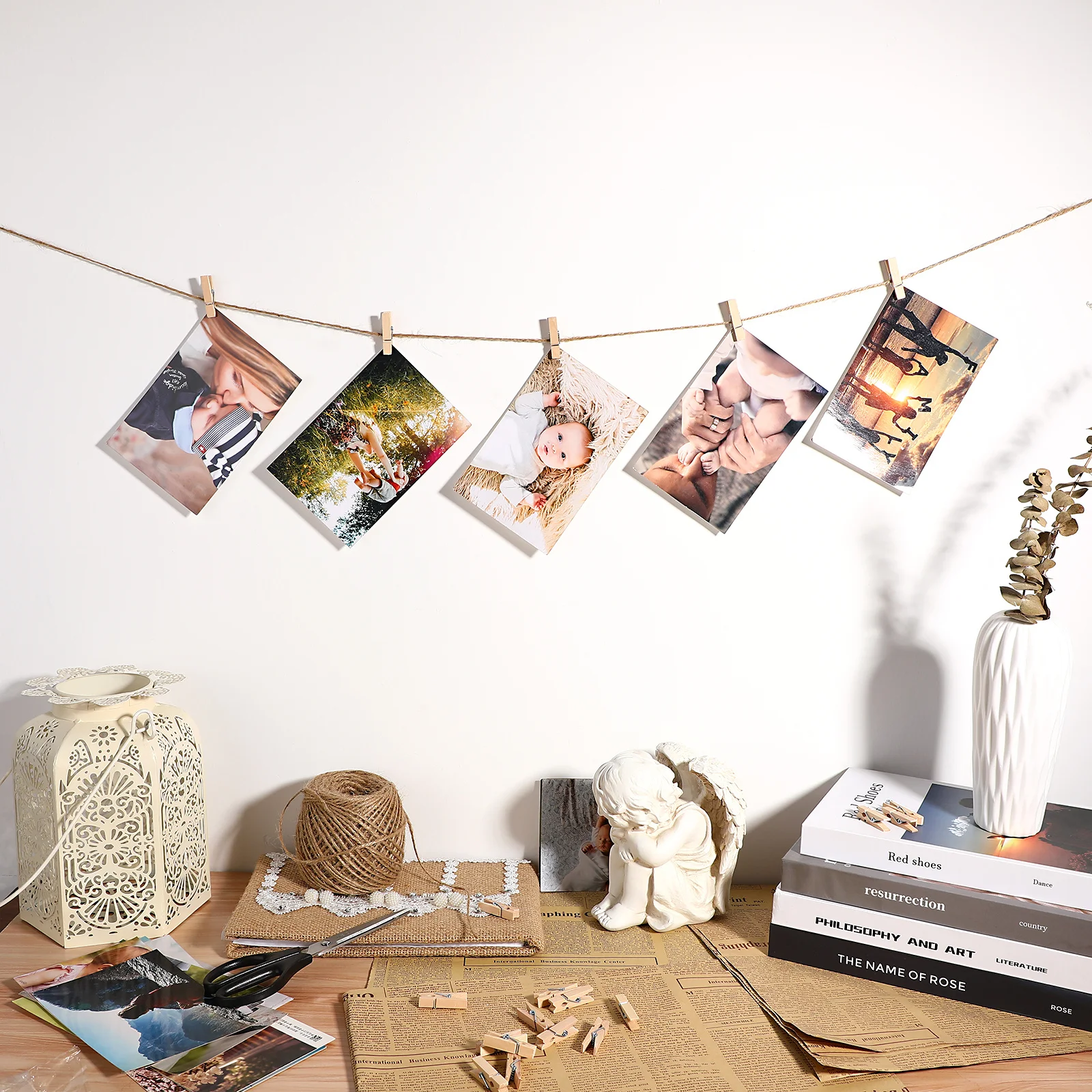 

1Set Wooden Clips DIY Picture Photo Clamps Natural Wood Display Clamps Multi Function Memo Clips for Home Office Event