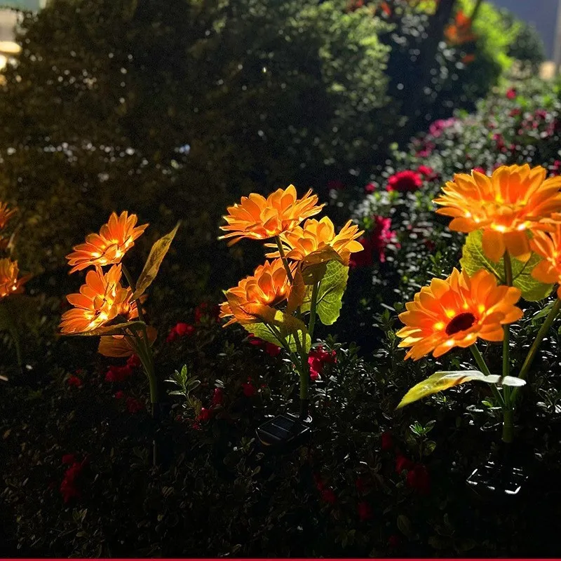 في الهواء الطلق حديقة فناء الأرض ضوء أضواء الشمسية مقلد عباد الشمس الجنية LED مصابيح الحديقة الزفاف عيد الميلاد ديكور المنزل