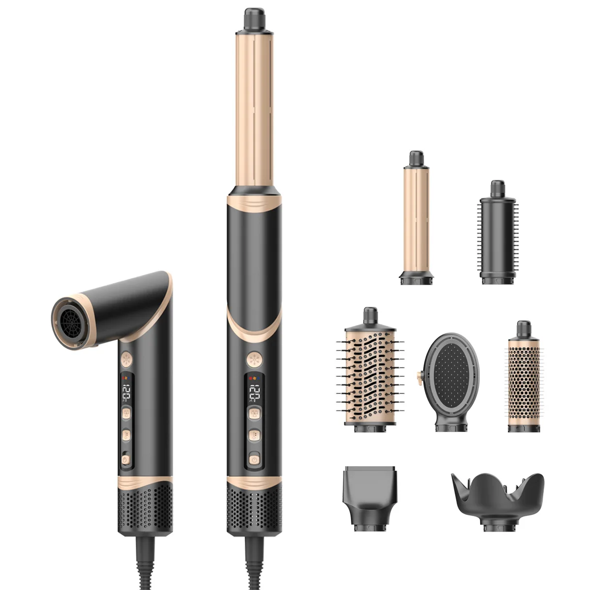 8-in-1 Foldable Electric Hair Dryer Negative Ion Comb High-Speed Multi-Function Hair Care Suite Air Styler Curling Irons