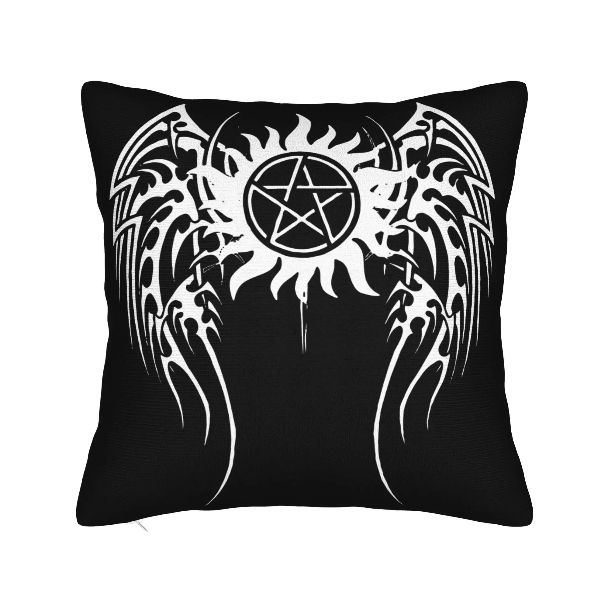 Supernatural Angel Pillowcase Printing Polyester Cushion Cover Decor Mark of Cain Throw Pillow Case Cover Seater Square 45X45cm