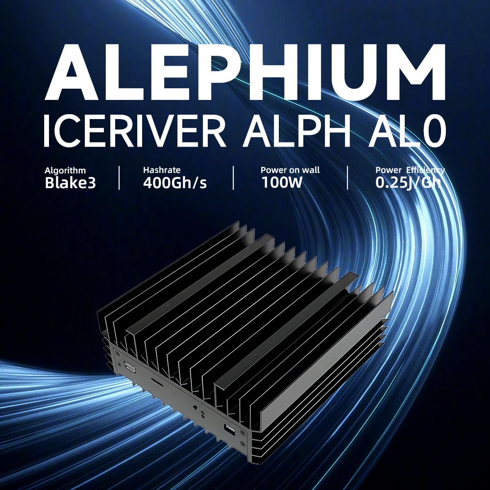 New IceRiver ALPH AL0 400GH/S 100W Crypto Miners Alephium Mining Blake3 Algorithm Asic Mining Machine With PSU