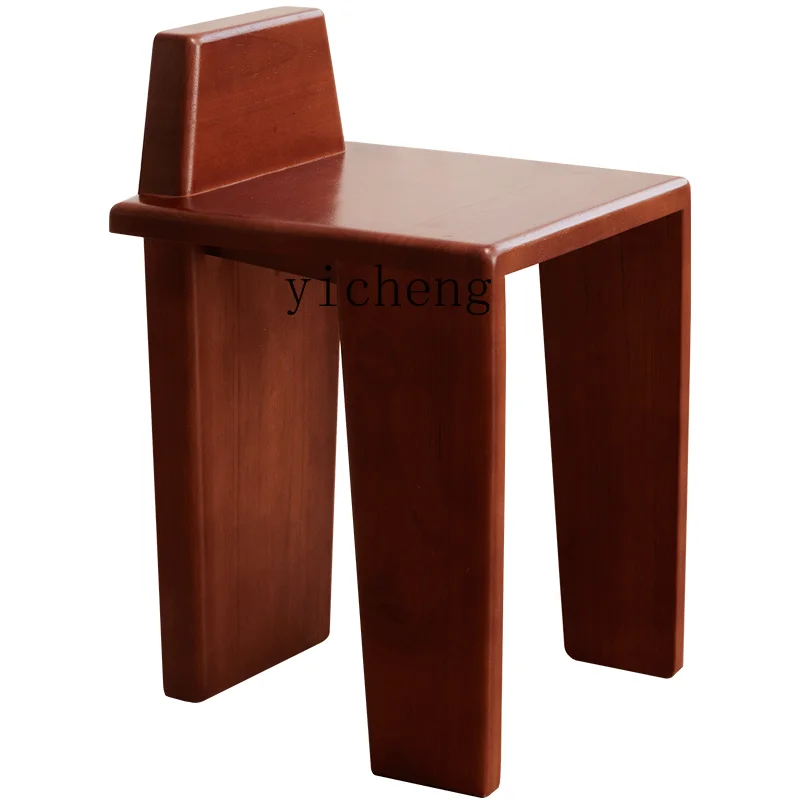 YY Mid-Ancient Solid Wood Retro Affordable Luxury Home Dining Chair Dressing Stool