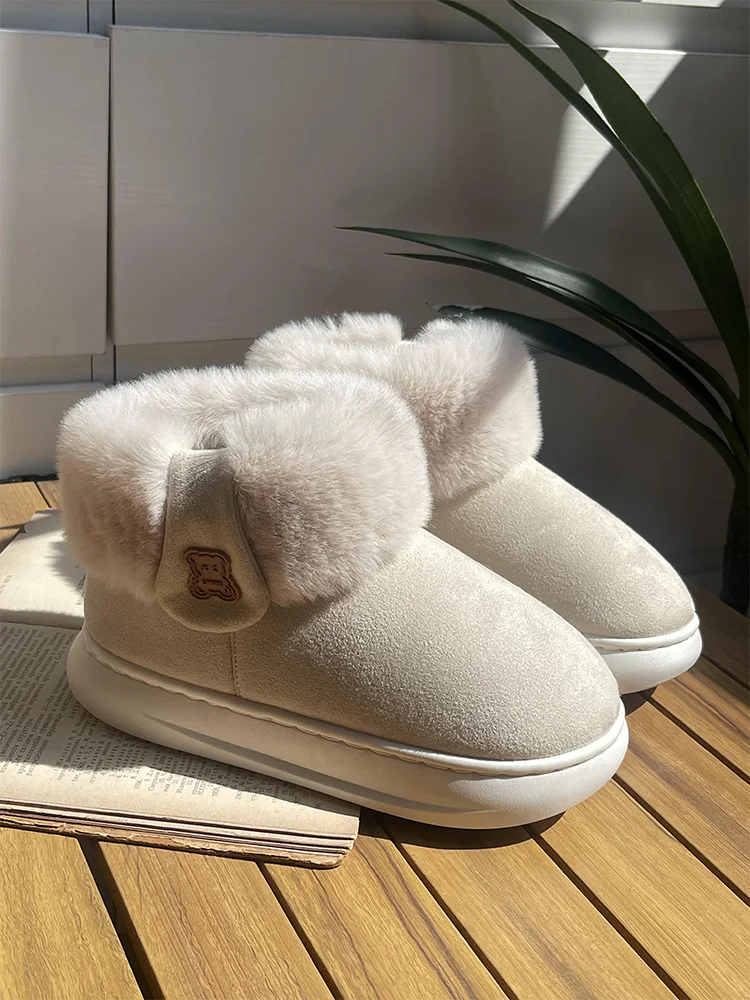 New snow boots for men with soft soles, short boots, anti-slip cotton boots, waterproof and thickened warm shoes with fleece lin