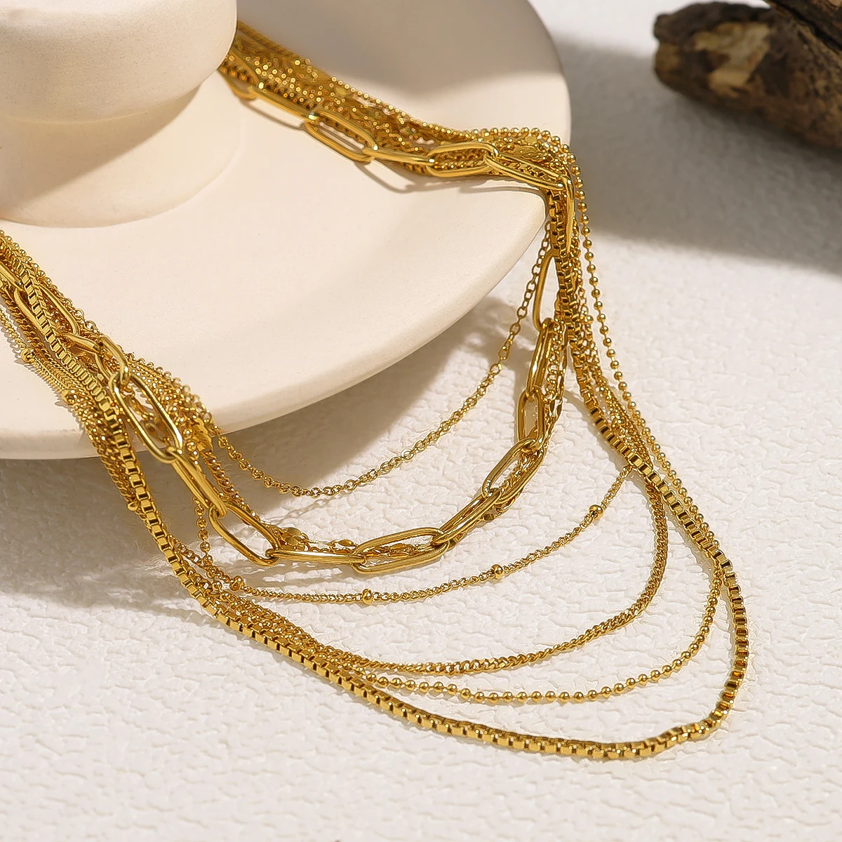 WILD & FREE Stainless Steel Basic Chains Necklaces for Women Trendy Classic Fashion 18K Gold Plated Waterproof Jewelry