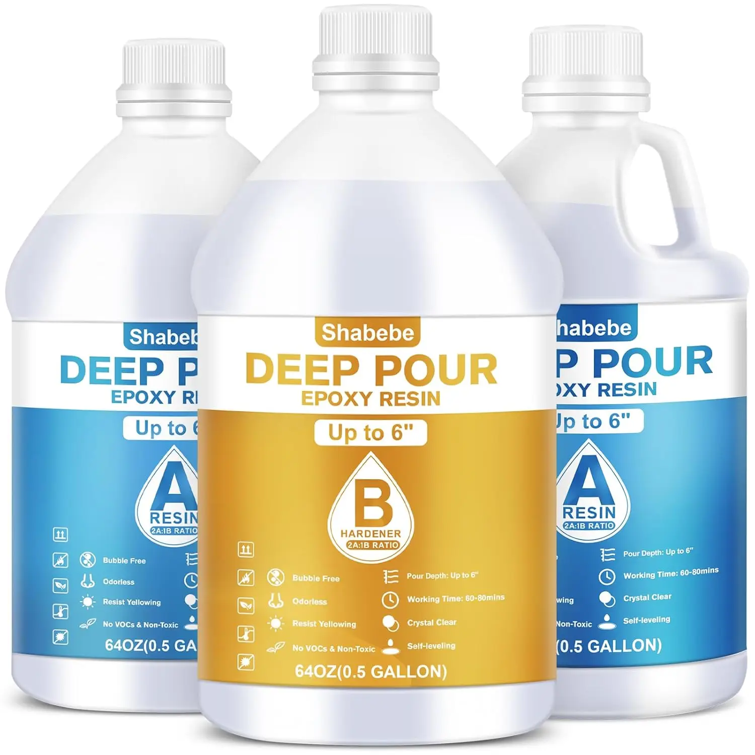 Shabebe Deep Pour Epoxy Resin 1.5 Gallon [2024 Upgrade], Up To 6