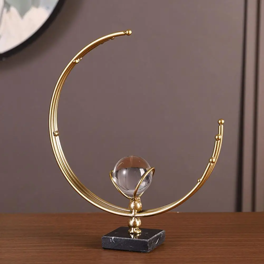 

Geometric Iron Frame with Faux Crystal Ball Nordic Style Decor Tabletop Ornament for Living Room Office Table Decoration