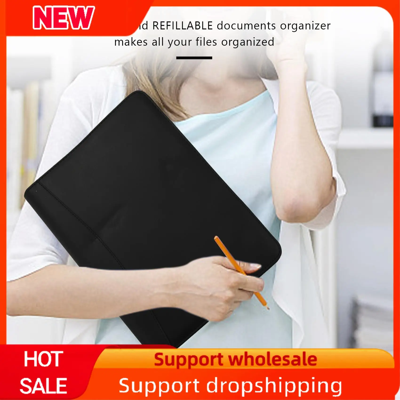 Superb A4 Leather 3 Ring Portfolio Binder Business Binder Padfolio Multipurpose Padfolio With Notebook Pad For Interview & Busin