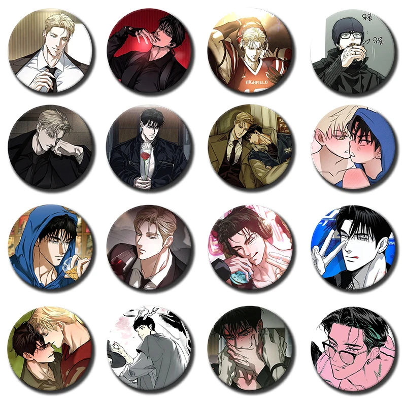 58mm 1PC Flashlight Manhwa Soft Button Pin Korean BL Manga Anime Brooches Badge Bag Decor Accessories Fans Collect Friends Gifts