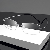 Ultralight Frameless Eyeglasses Titanium Alloy TR90 Glasses Frame Men Super Stretch Metal Temple Eyeglasses Frame