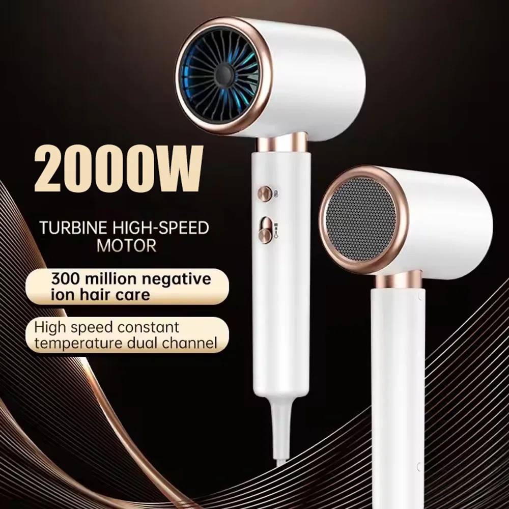 Neuer 2000W Haartrockner Hochwertiges Blaulicht Negative Ionen Ultra-Leiser Heiß-Kalt-Wind Haartrockner mit 3 Geschwindigkeiten und Konzentratordüse