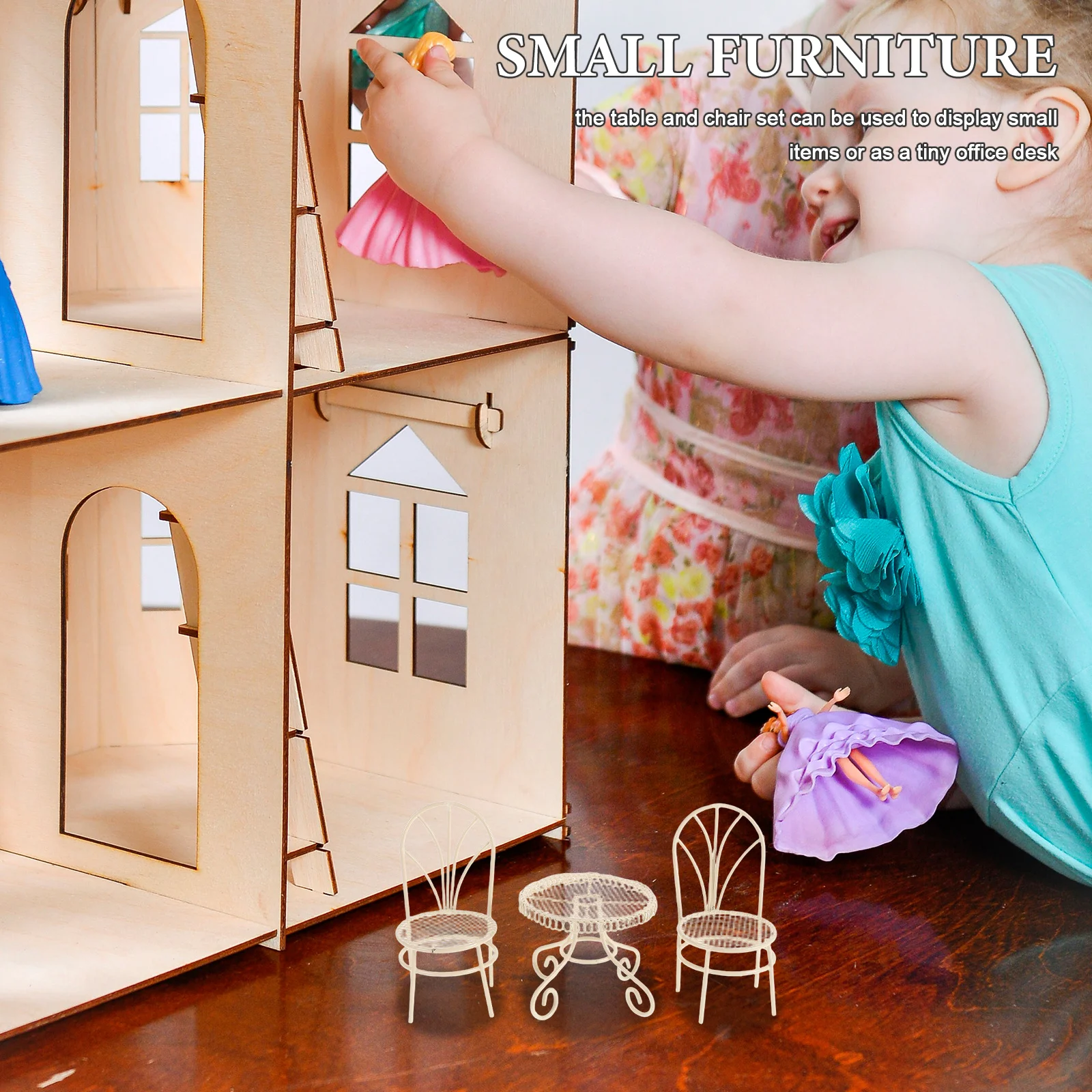 

1 set 1 Set Miniature Garden Furniture Set For Dollhouse Decor Mini Table Chairs Exquisite Small Home Office Display Ornament