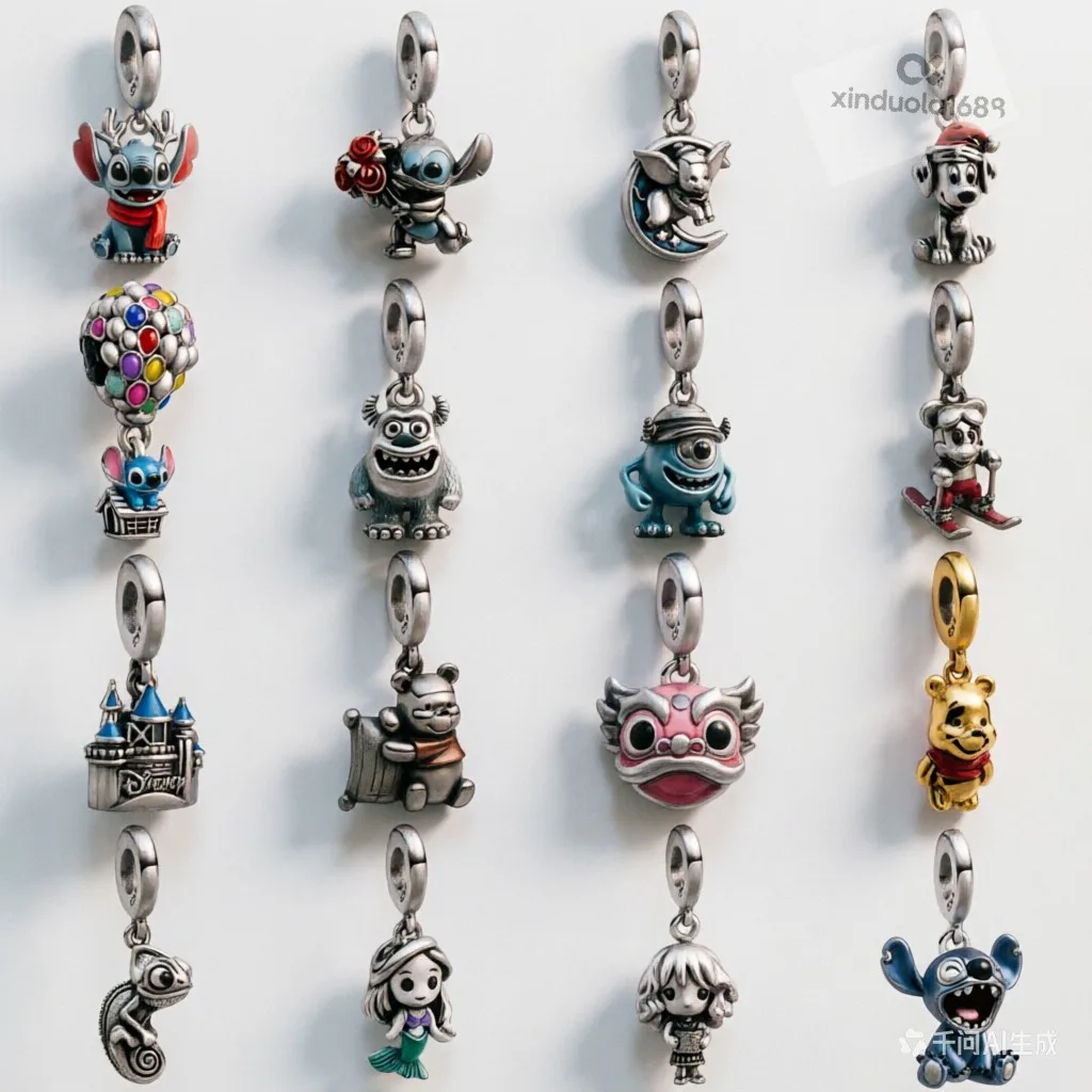

Disney 925 Silver Stitch Charm Suitable for Snake Bone DIY Bracelet Necklace Women's Jewelry