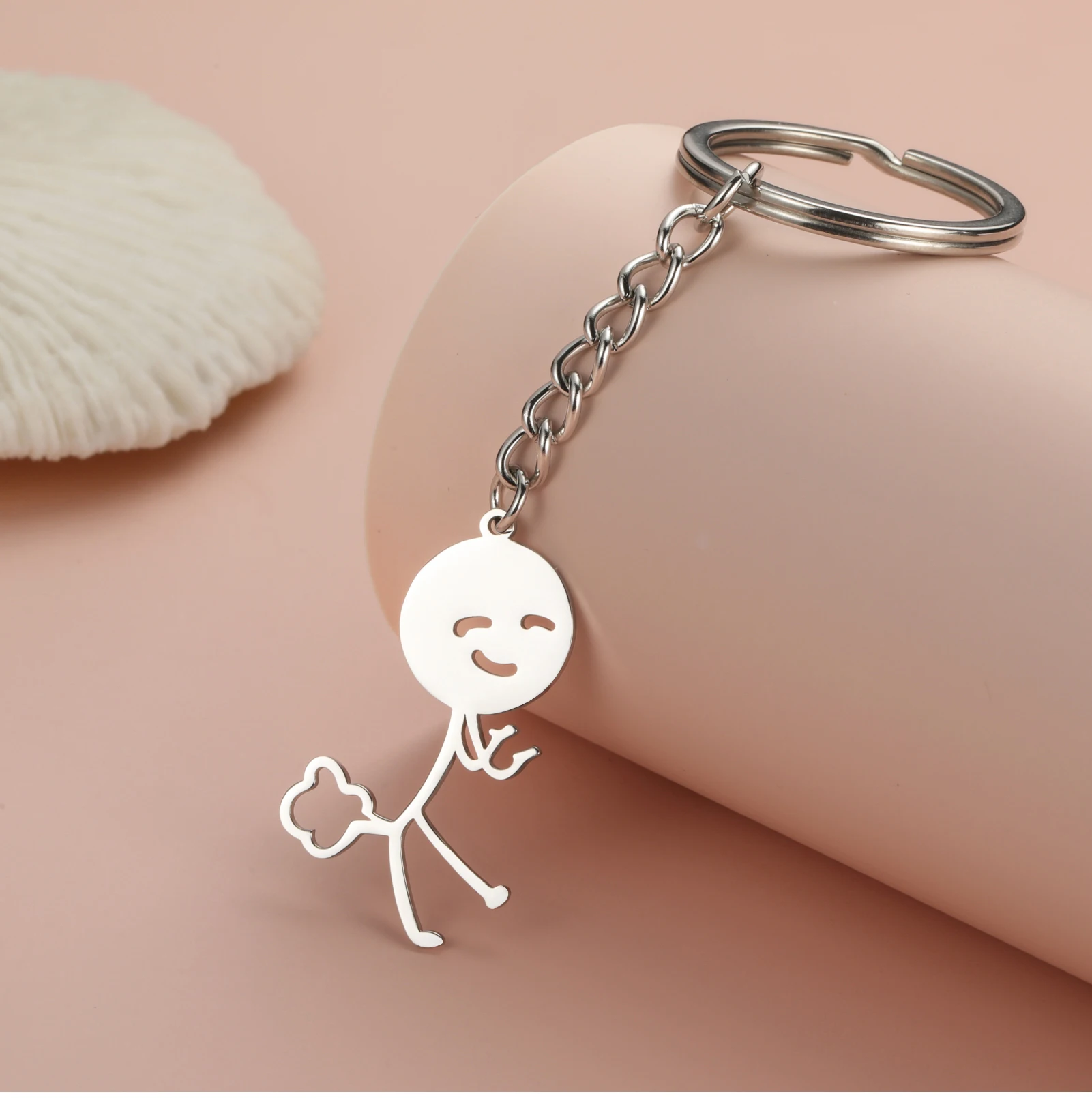 Cooltime Lustige Parodie Furz Stickman Anhänger Schlüsselanhänger Edelstahl Hiphop Schlüsselanhänger für Männer Frauen Schmuck Geschenk Neu In – Detail 16