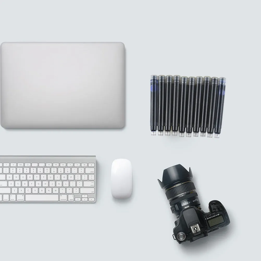 

10Pcs Universal Fountain Pen Ink Refills Black Cartridge Archival Safe Quick Dry No Smear Plastic