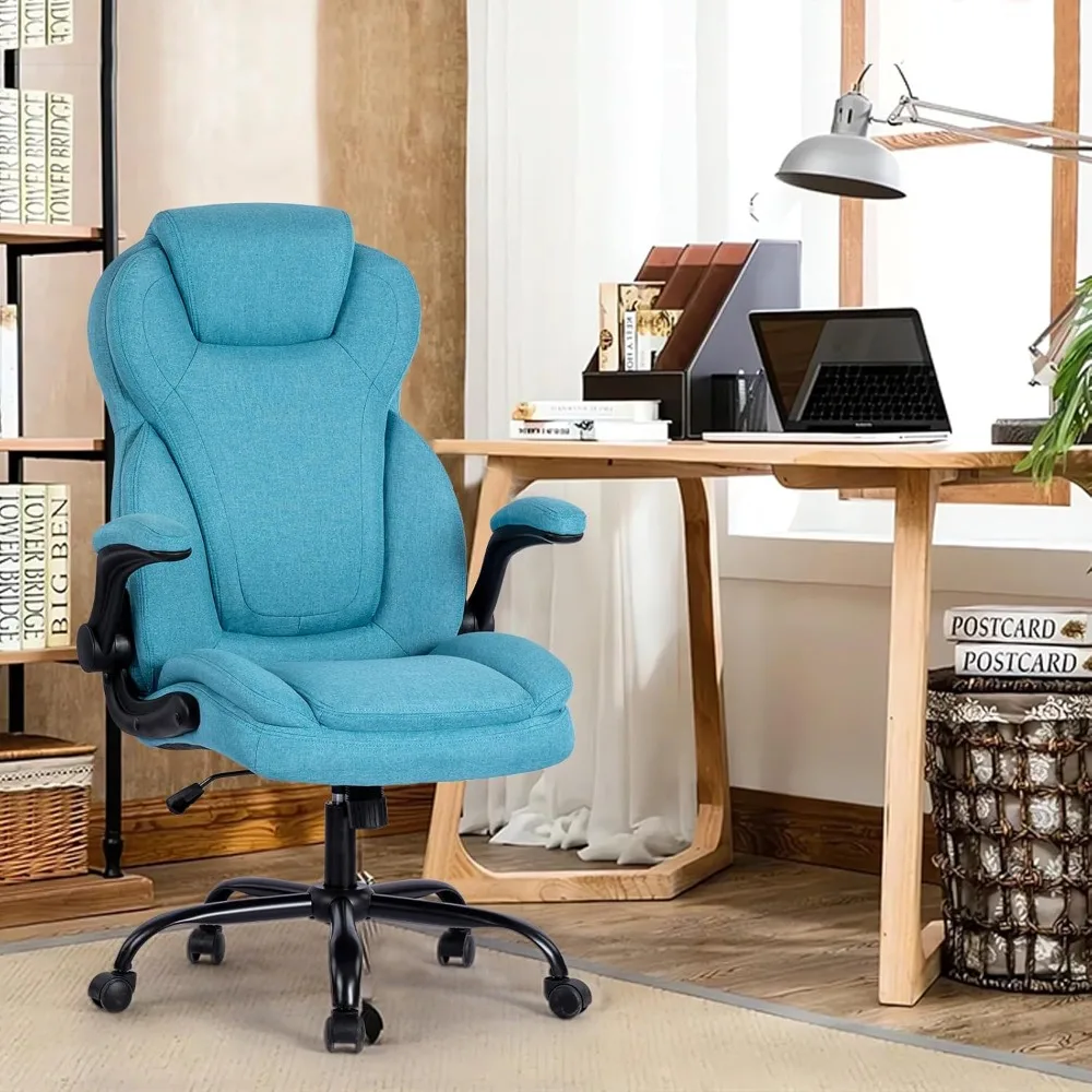 

Computer Chair with Extra Wide Seat, Tilt Rock&Tension, Padded Armrests, 400lbs-Heavy Duty, High Back Ergonomic Leather Chair