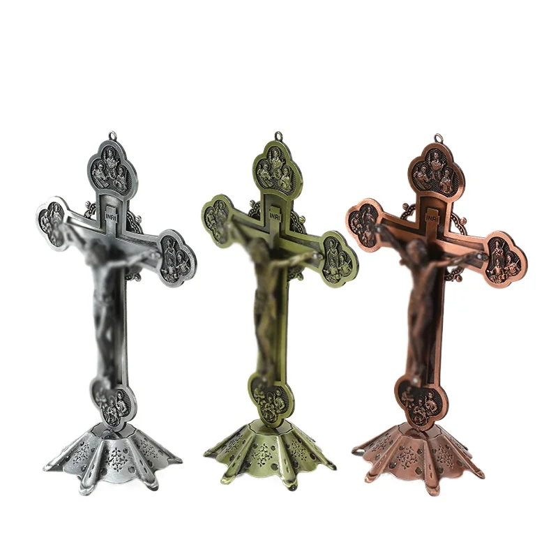 

Metal Jesus Cross Wall Decor, 24cm Alloy Craft for Home, Office Desk Decoration Retro Metal Figurines Miniatures Craft Decor