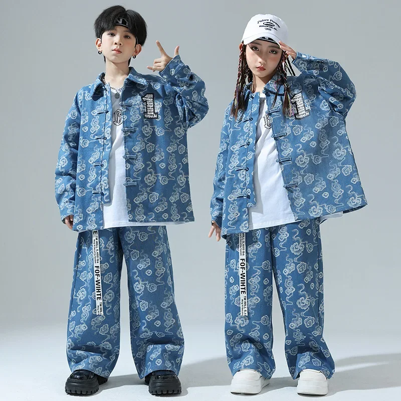 男の子と女の子のためのゆったりとした市松模様の服,流行のストリートダンス服,ヒップホップパフォーマンス服,ジャズダンス服