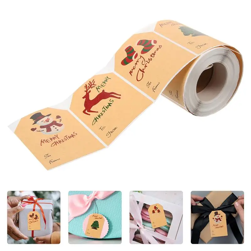 

1 Roll Christmas Sticker Xmas Gift Label Stickers Cake Baking Sealing Decal Xmas Envelopes Cards Bags Label Decorative Sticker