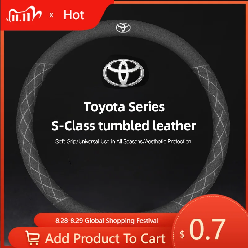 

Fot Toyota 2026 Новый замшевый чехол на руль автомобиля 38 см для Toyota Hilux Aygo Corolla Yaris Rav4 Camry CHR 15 дюймов, нескользящий чехол