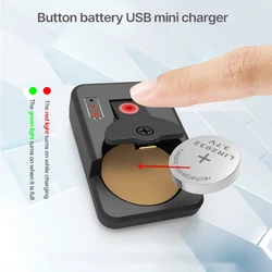 Portable Button Battery Charger Universal Mini Coin Cells Charger with LED Indicator Light for LIR2016 LIR2025 LIR2032