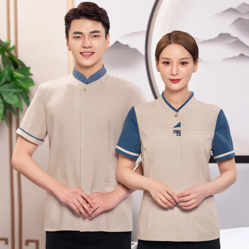 Hotelzimmer Kellner Arbeits kleidung Kurzarm Boden pa Housekeeping Company Eigentum Gemeinschaft Sommer Reinigungs service Uniform