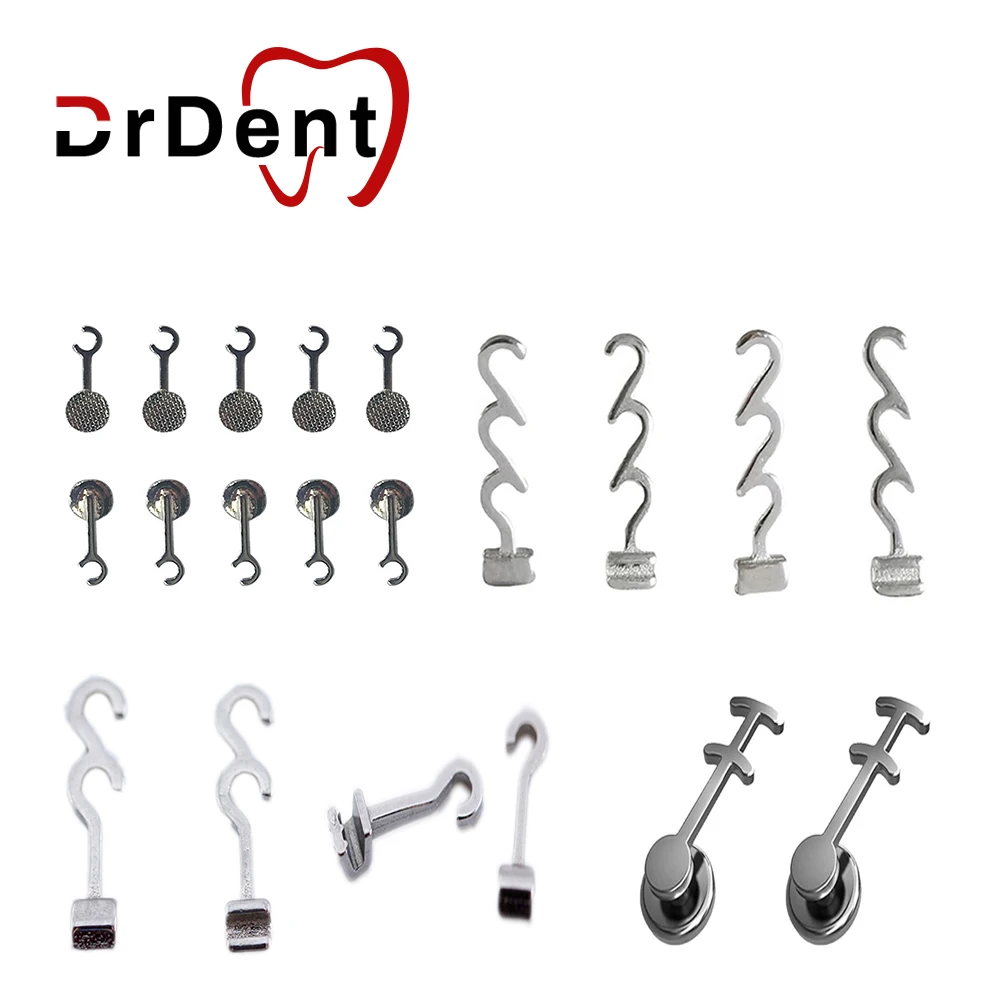 Drdent 10pcs Dental Orthodontics Sliding Crimpable Hook Long Curved Crimpable Hook Left/Right