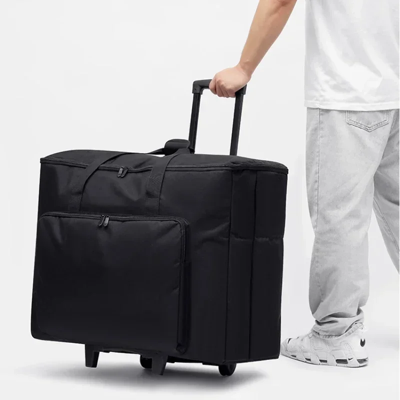 High-Capacity Desktop Computer Storage Bag Movable Organizing Case with Pull Rod Chassis for Office Equipment And Household Use