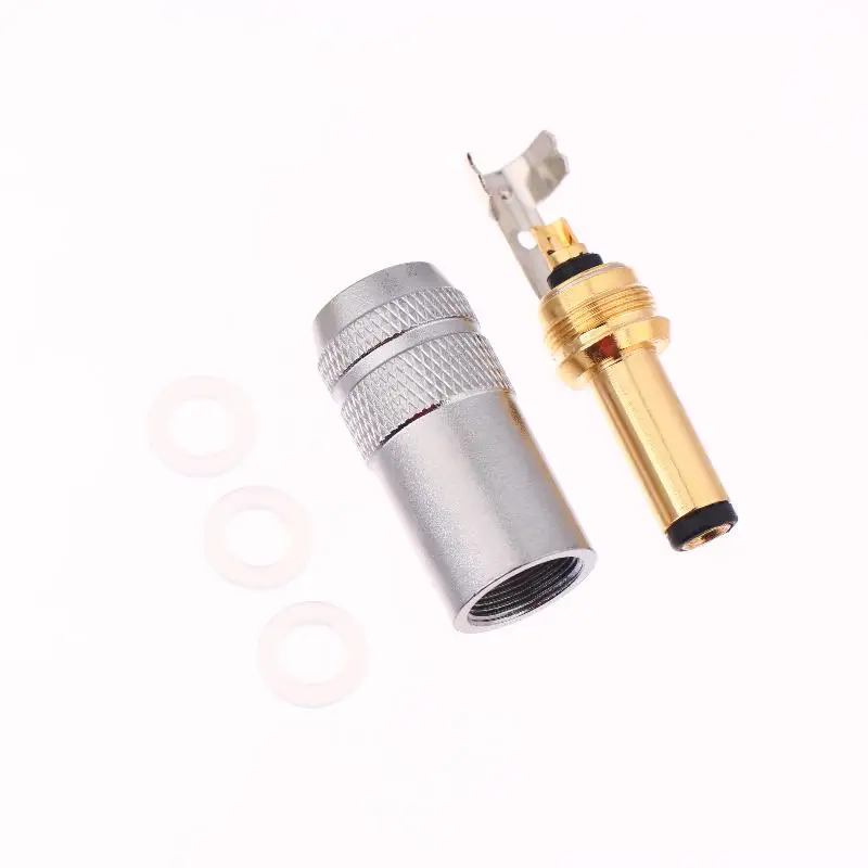 (YY) 1 قطعة/2 قطعة 2025 جديد النحاس مطلي الذهب DC-2.1G/2.5G تيار مستمر قابس طاقة جاك لحام موصل لإخراج الطاقة الخطي