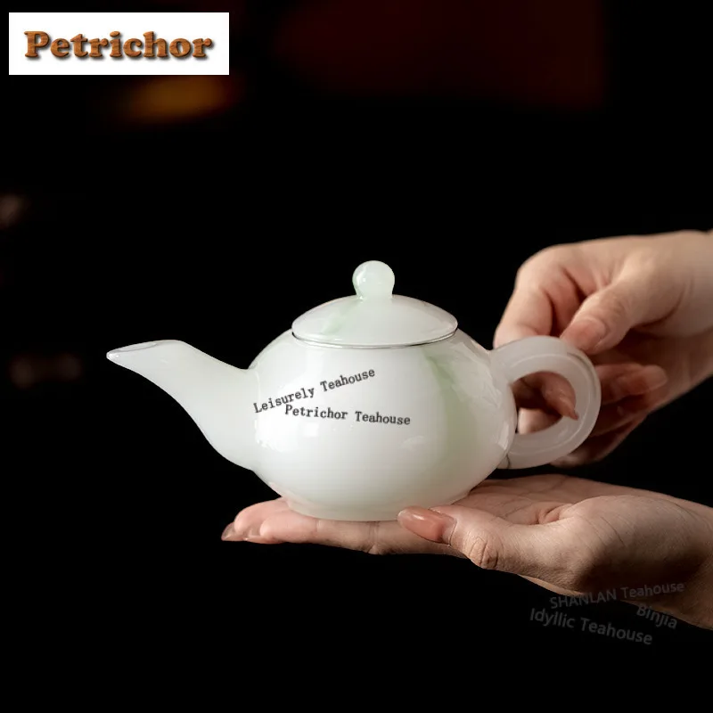 

White Jade Emperor Green Glazed Teapot Creative Tea Infuser Pot Tea Maker Kettle With Strainer Oolong Tea For Tea Craft Supplies