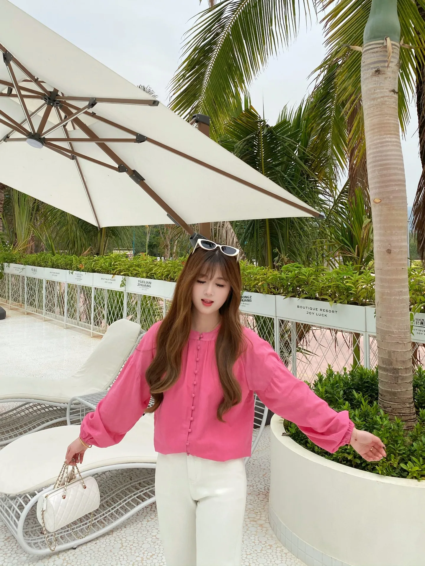 

Розовая женская рубашка с рукавами-фонариками, весенняя, лимитированная серия, в японском стиле, свободного кроя, вязаная