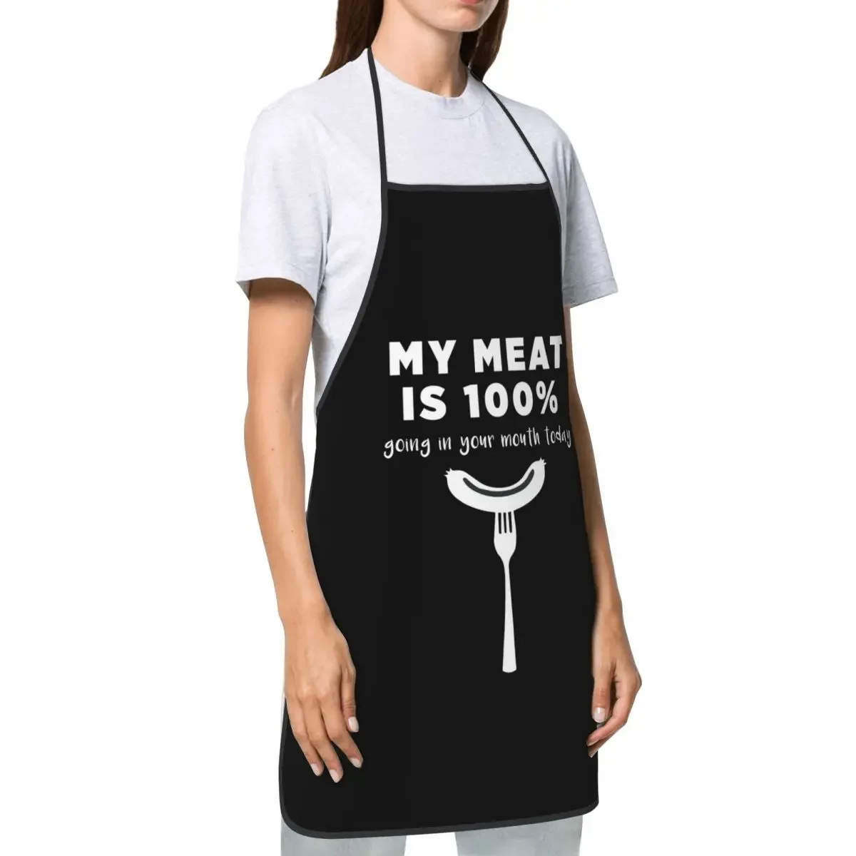 My Meat Is 100% Going In Your Mouth Today Funny Aprons for Men Women Unisex Adult Chef Kitchen Cooking Tablier Cuisine Painting