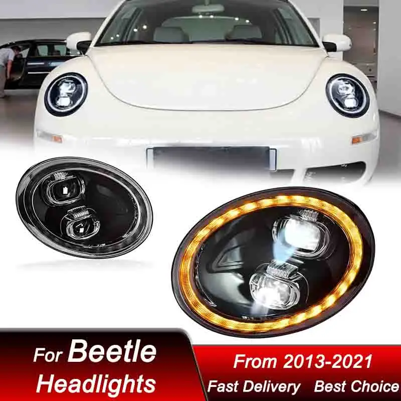 

Поп-автомобильные фары для Volkswagen VW Beetle 2013-2022 до 911, стильные полностью светодиодные автомобильные фары в сборе, аксессуары для линз проектора Ki
