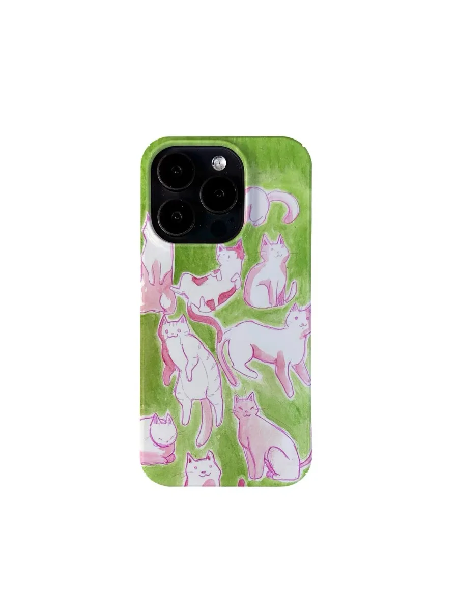 Ins Korean Green Pink Case for IPhone 16 15 14 13 Pro Max 12 11 Pro Plus 12 13 Mini XR XS MAX SE2 8 Shockproof Ultra Thin Cover