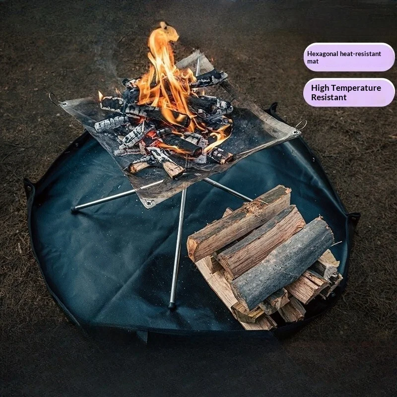 

Outdoor Camping Tent Firewood Stove Fireproof Mat, Camping BBQ Flame Retardant, High Temperature Resistant Silicone Fireproof