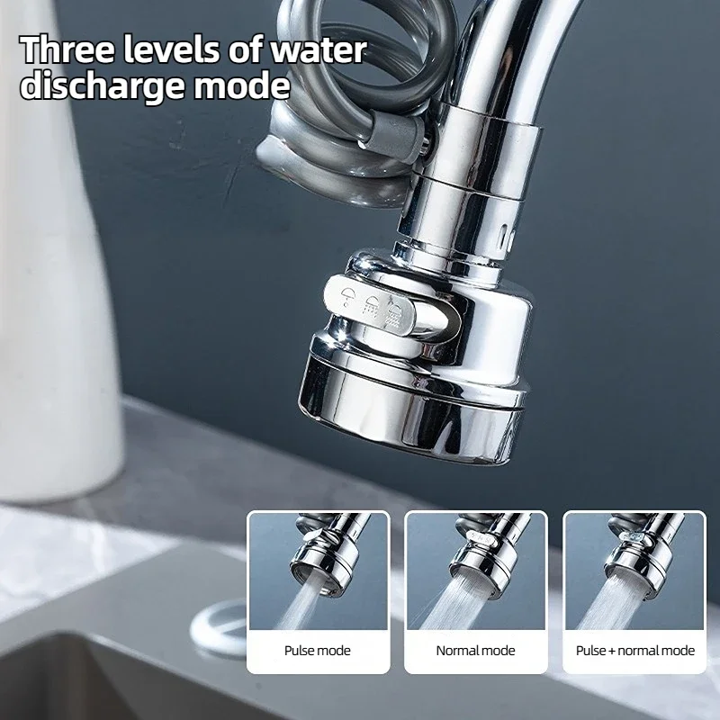 3 Modes Sink Faucet 360 Degree Rotation Filter Extension Tube Shower Water Saving Tap Universal Kitchen Gadgets Accessories