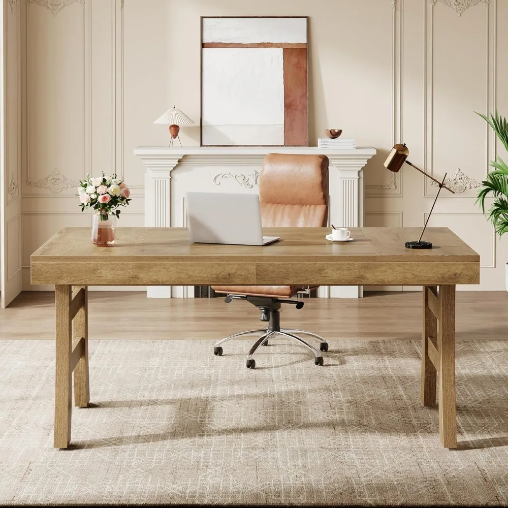 مكتب تنفيذي كبير مقاس 63 بوصة، محطة عمل كمبيوتر متينة الساق، طاولة كتابة على طراز المزرعة لبيئة العمل #3