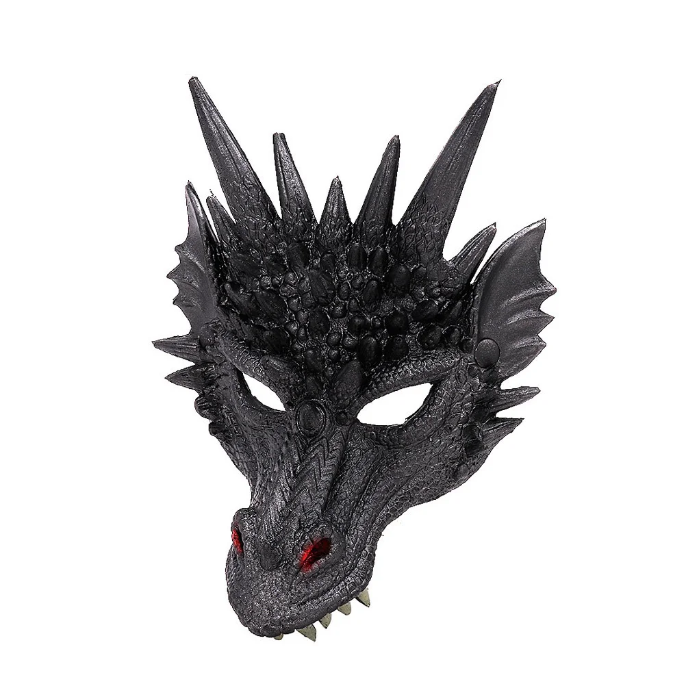 1PC Dragon Mask Costume Prop Mask Dress-up Accessory for Halloween Masquerade Cosply Costume Party Carnival Performance Black