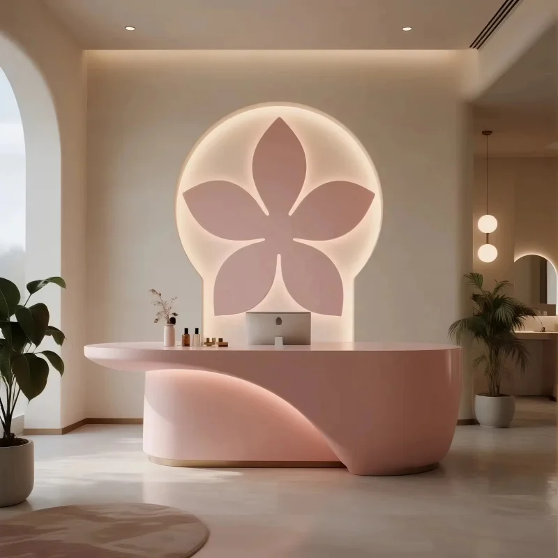 custom.High-end Simple Medical Beauty Salon Checkout Hairdressing Women Clothing Store Company Reception bar Design Customizatio