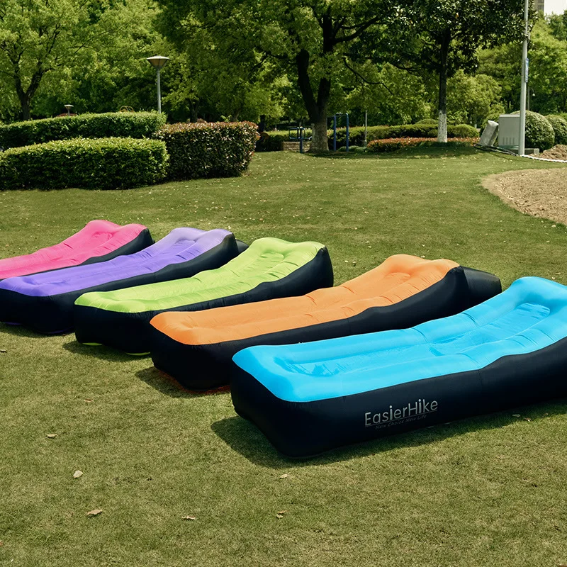 Lazy Sofa Camping Mat Double Layer Thicken Portable Lazy Inflatable Air Cushion Inflatable Sofa Bed Beach Air Bed Mat Has Pillow