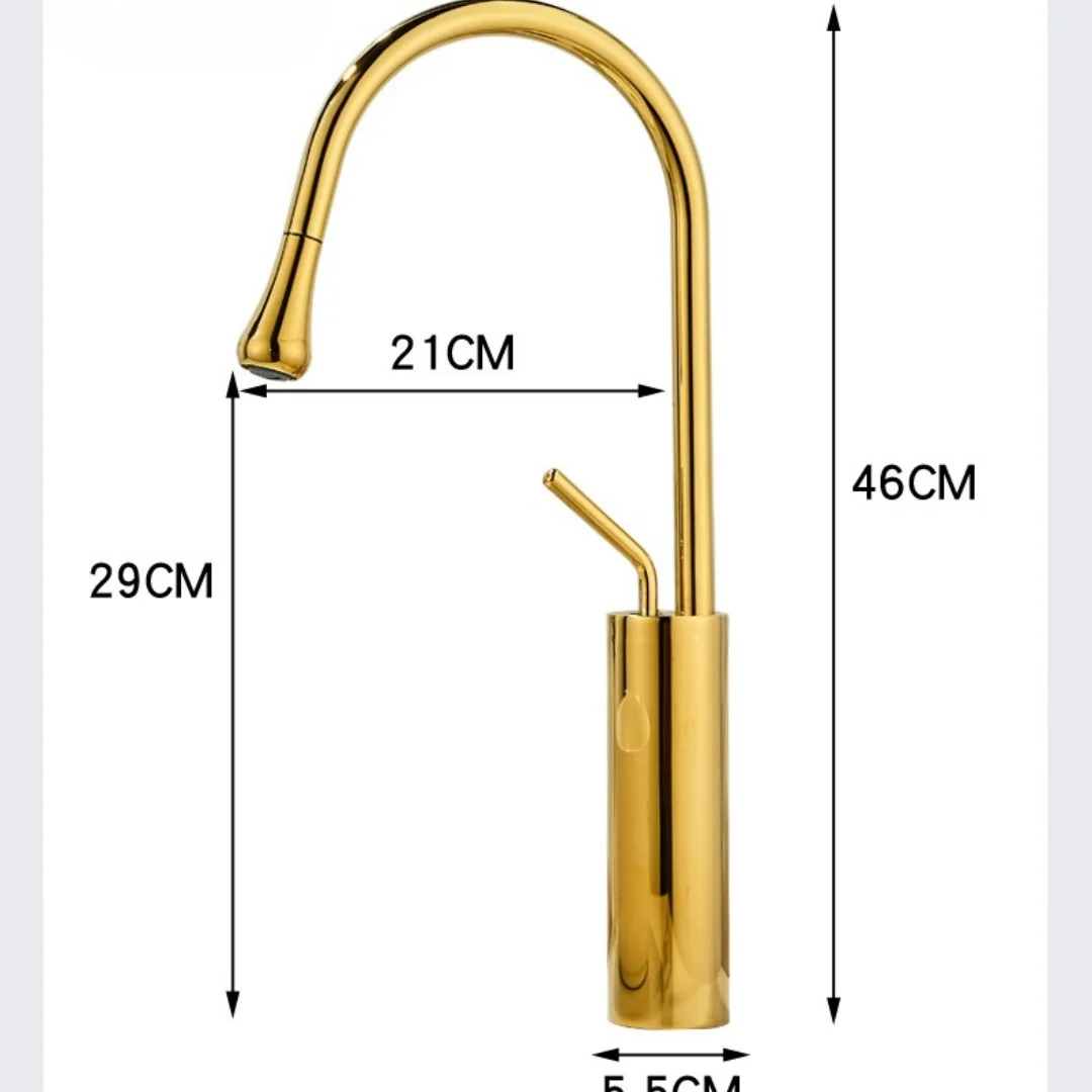 Brushed Gold Pull Out Bathroom Faucet Gold Basin Faucet Pull Out Lavotory Faucet Mixer Sink Tap Bathroom Washbasin Vanity Faucet